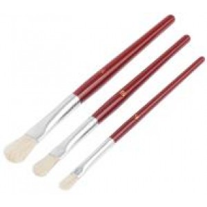 Кисти художественные, натуральная щетина, деревянная ручка, плоские, набор 3 шт арт.01528