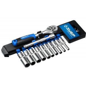 Набор торцевых головок удлиненных 4-13мм, 1/4" 12 предм., Зубр 27651-Н12