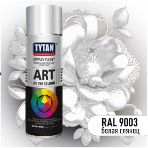 Краска аэрозольная TYTAN Professional белая глянцевая RAL 9003 400мл (12шт/уп)