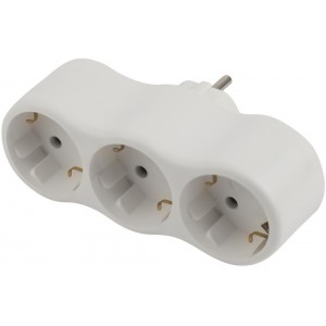 Разветвитель сетев(тройник) 3 гнезда с заз, белый SPx-3e-W Эра