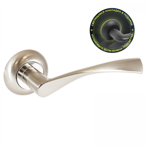 Комплект ручек Аллюр АРТ "Оскар" SN мат никель с накладкой светящейся