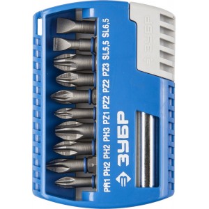 Набор бит 11 шт с магн.адаптером, Зубр