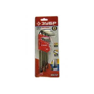 Набор ЗУБР Ключи "МАСТЕР" имбусовые длинные НЕХ 1,5-10мм, 9 предм