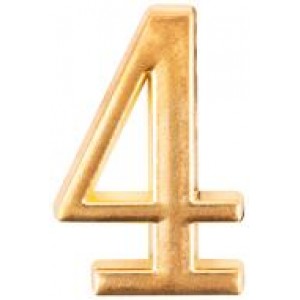 Цифра номера квартиры металическая Золото "4"