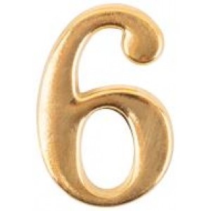 Цифра номера квартиры металическая Золото "6"