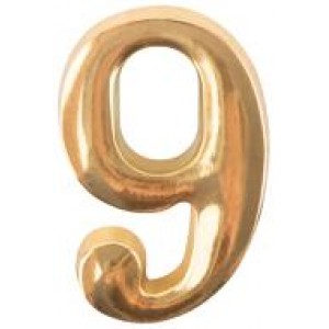 Цифра номера квартиры металическая Золото "9"